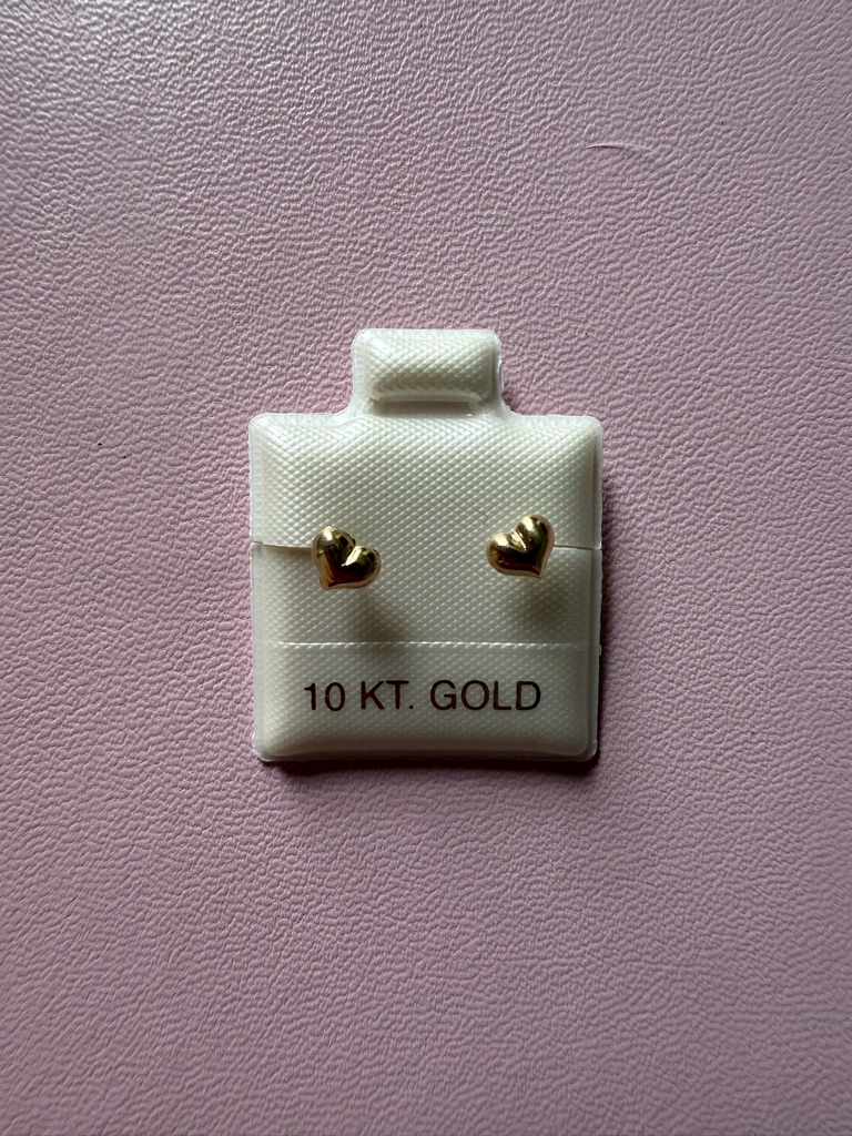 10 Kt Gold Heart Stud Earrings - Yellow Gold